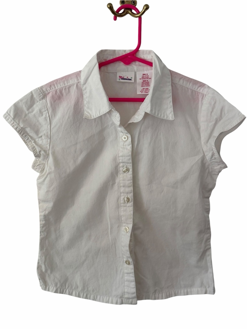 Girl Connection White Button Front School Uniform Blouse Girls Size 10 Cotton